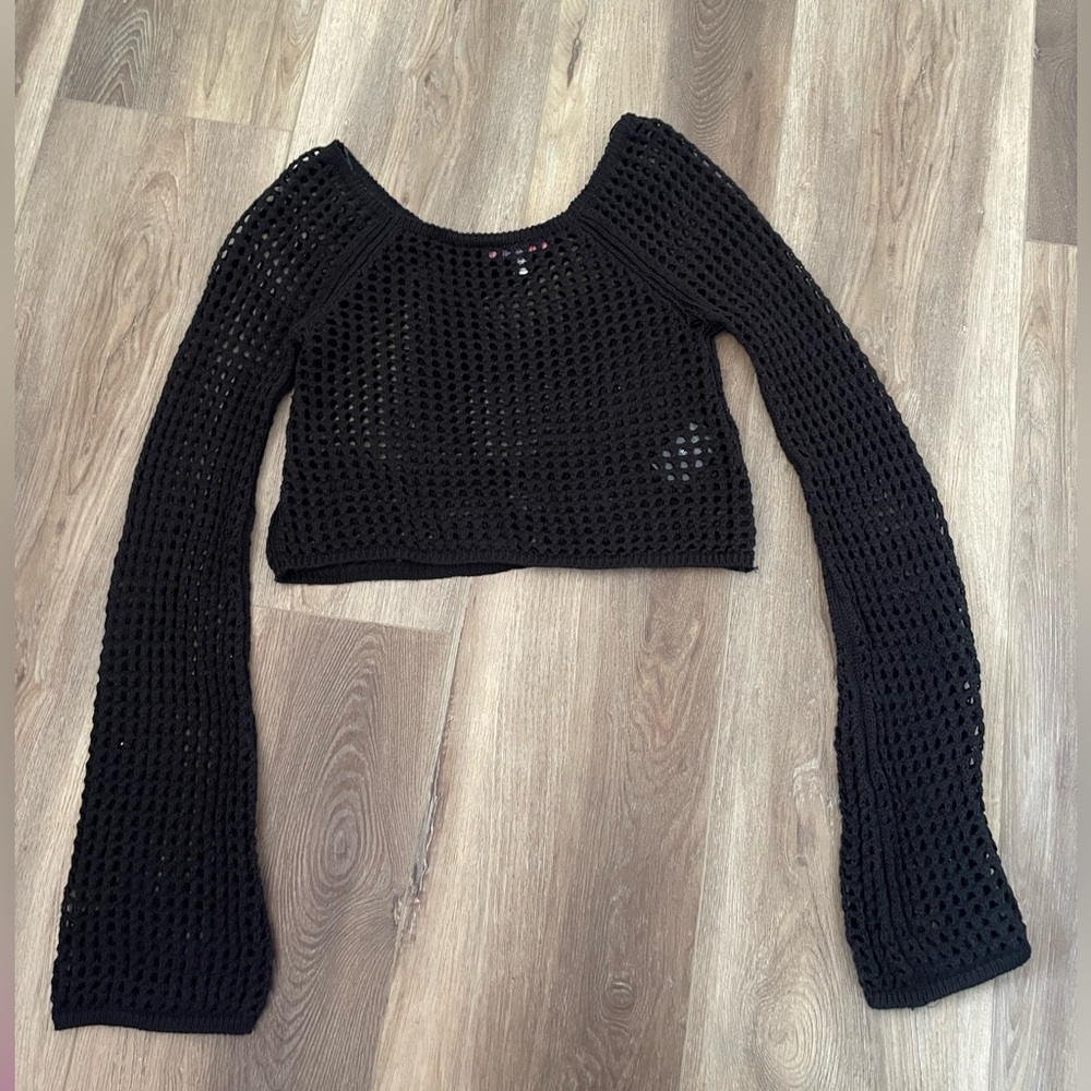 Urban Outfitters Black Crocheted Sweater